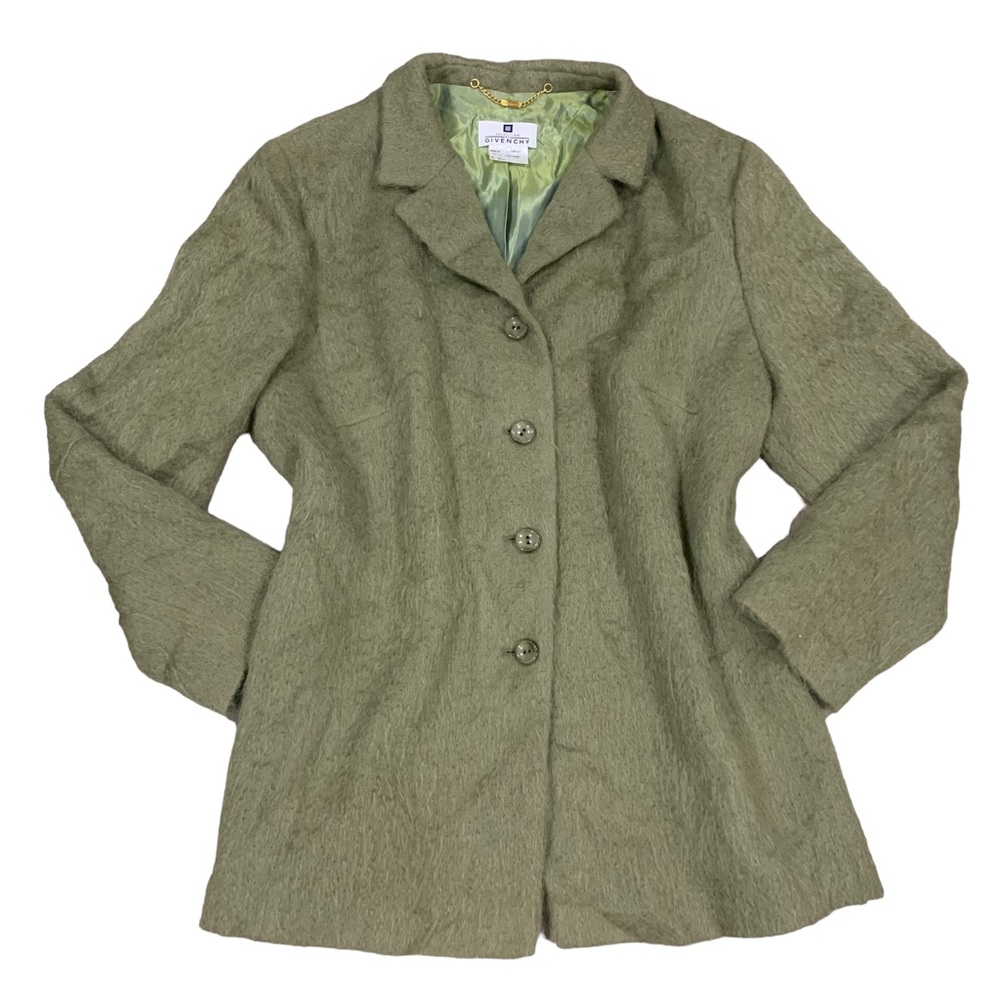 Vintage Givenchy Olive Green Mohair Wool Blend Jacket Sz XL